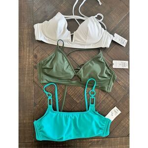 Shade and Shore Bikini Top Bundle Green White and Teal Size 36B New
